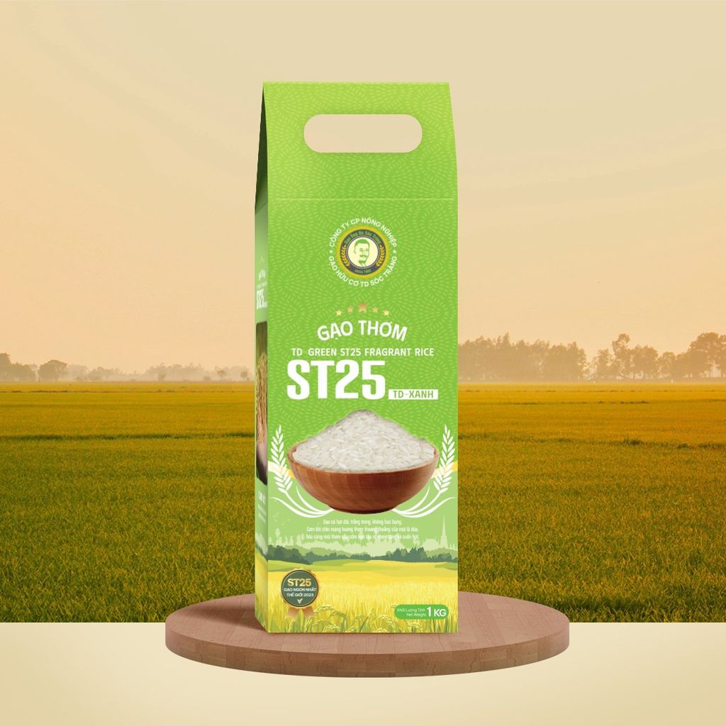  GẠO THƠM ST25 - TD XANH / TD GREEN FRAGRANT RICE 1KG - 100% SẢN XUẤT TẠI SÓC TRĂNG 