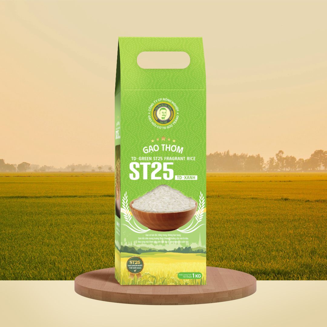  GẠO THƠM ST25 - TD XANH / TD GREEN FRAGRANT RICE 1KG - 100% SẢN XUẤT TẠI SÓC TRĂNG 