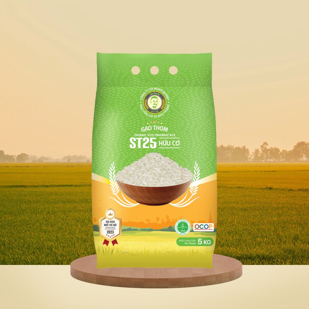  GẠO THƠM ST25 HỮU CƠ / ORGANIC ST25 FRAGRANT RICE 5KG - 100% SẢN XUẤT TẠI SÓC TRĂNG 