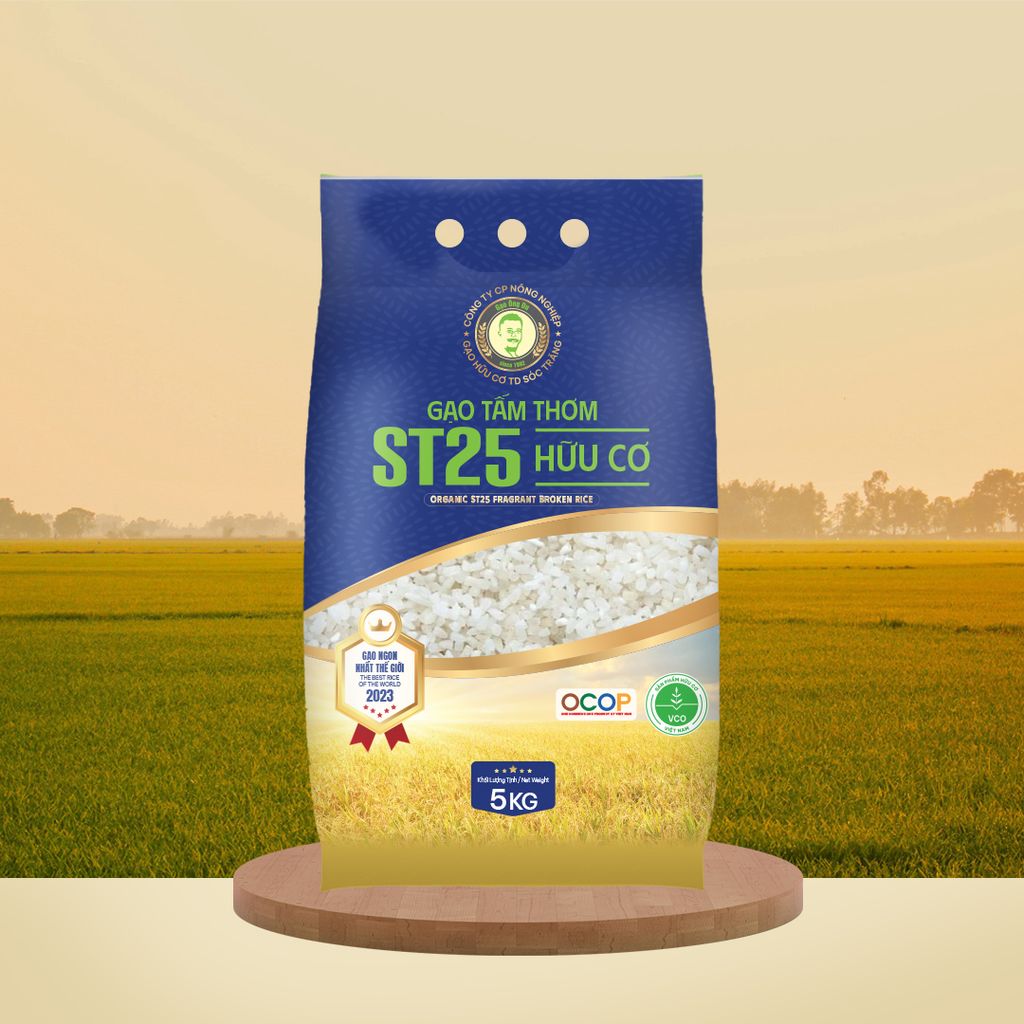  GẠO TẤM THƠM ST25 HỮU CƠ / ORGANIC ST25 FRAGRANT BROKEN RICE 5KG - 100% SẢN XUẤT TẠI SÓC TRĂNG 