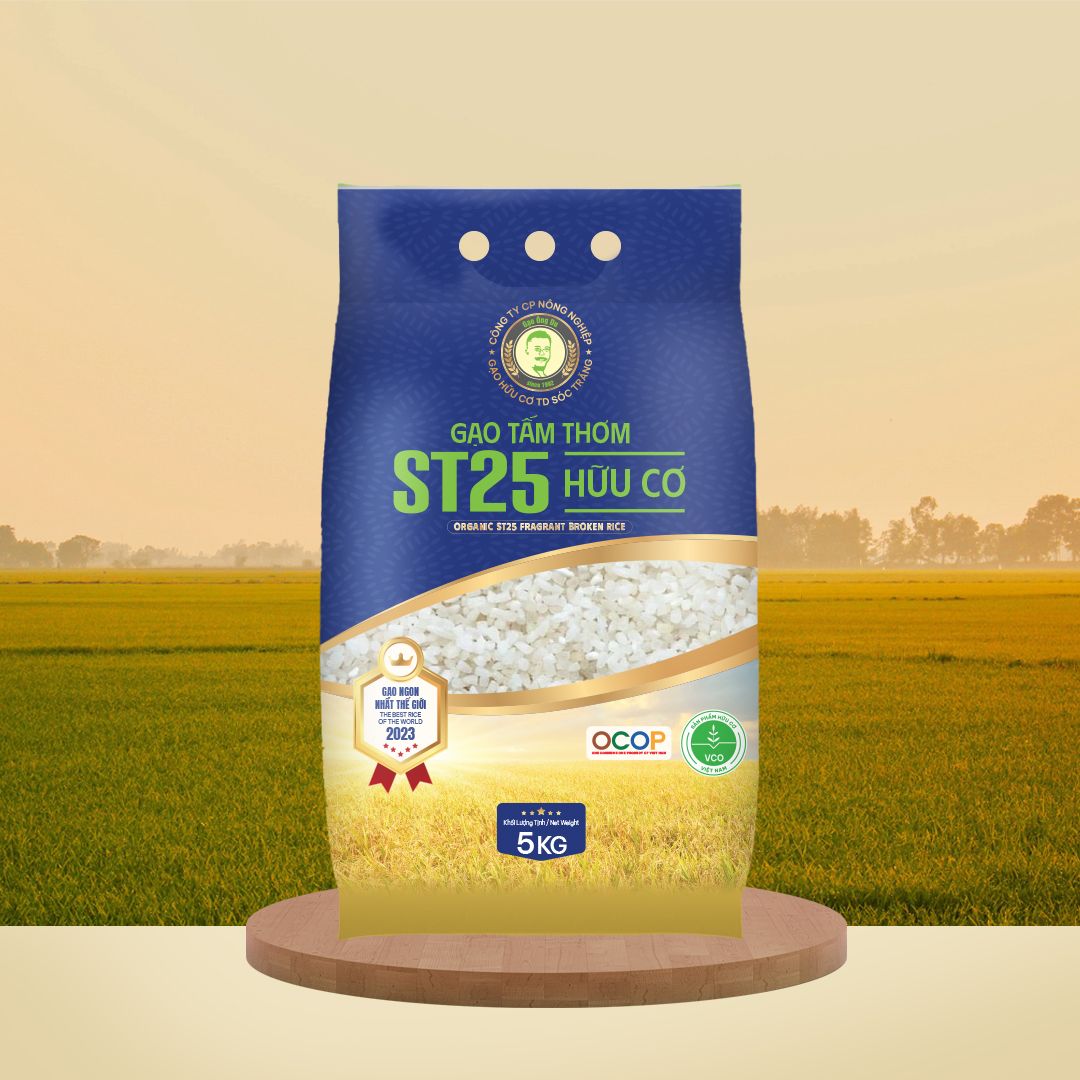  GẠO TẤM THƠM ST25 HỮU CƠ / ORGANIC ST25 FRAGRANT BROKEN RICE 5KG - 100% SẢN XUẤT TẠI SÓC TRĂNG 