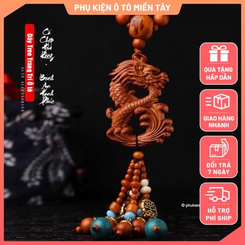 Dây Treo Trang Trí Ô tô Mặt Dây Chuyền Gỗ, Hình Rồng Tinh Xảo, Khánh Treo Xe Hơi Ô tô Phong Thủy