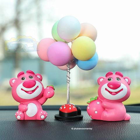 Bộ Tượng Gấu Dâu Hoạt Hình Dễ Thương Trang Trí Ô tô Bàn Làm Việc