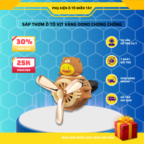 Sáp thơm Ô tô cao cấp kẹp cửa gió điều hòa xe hơi tiểu đội Vịt Vàng DONO hoạt hình dễ thương, khử mùi ô tô, trang trí xe hơi