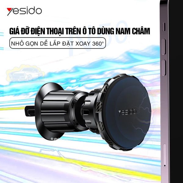 Giá Đỡ Điện Thoại Trên Ô tô Sử Dụng Nam Châm, Xoay 360 Nhiều Góc Độ, Nhỏ Gọn, Dễ Sử Dụng YESIDO