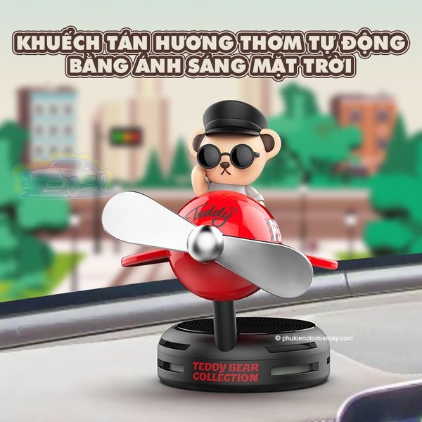 Sáp Thơm Ô Tô  Năng Lượng Mặt Trời Mô Hình Gấu Dễ Thương Trang Trí Xe Hơi Khuếch Tán Nước Hoa