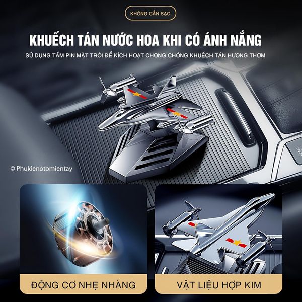 Nước Hoa Ô Tô Năng Lượng Mặt Trời Mô Hình Máy Bay Chiến Đấu, Khuếch Tán Hương Thơm, Khử Mùi Ô Tô