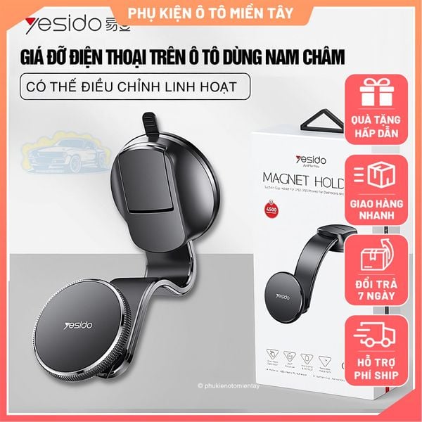 Giá Đỡ Điện Thoại Trên Ô tô Sử Dụng Nam Châm, Xoay 360 Nhiều Góc Độ, Đàn Hồi, Dễ Sử Dụng YESIDO