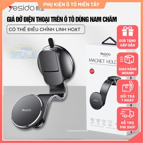 Giá Đỡ Điện Thoại Trên Ô tô Sử Dụng Nam Châm, Xoay 360 Nhiều Góc Độ, Đàn Hồi, Dễ Sử Dụng YESIDO