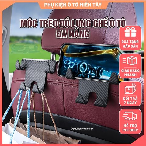 Móc Treo Đồ Sau Ghế Ô Tô Xe Hơi và Giá Đỡ Điện Thoại Di Động Đa Năng