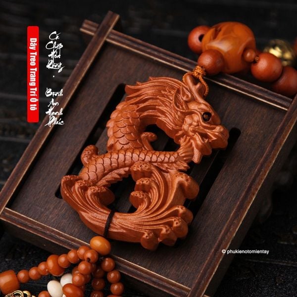 Dây Treo Trang Trí Ô tô Mặt Dây Chuyền Gỗ, Hình Rồng Tinh Xảo, Khánh Treo Xe Hơi Ô tô Phong Thủy