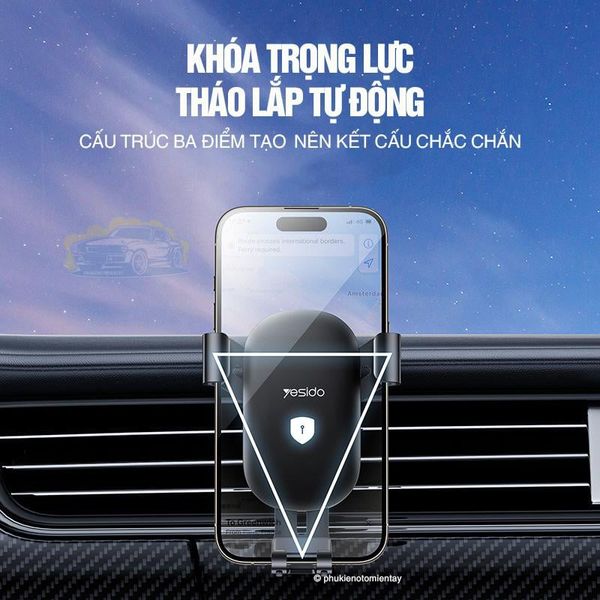 Giá Đỡ Điện Thoại, Kẹp Điện Thoại Trên Ô tô Dùng Trọng Lực, Kẹp Cửa Gió Điều Hòa, Dễ Sử Dụng YESIDO