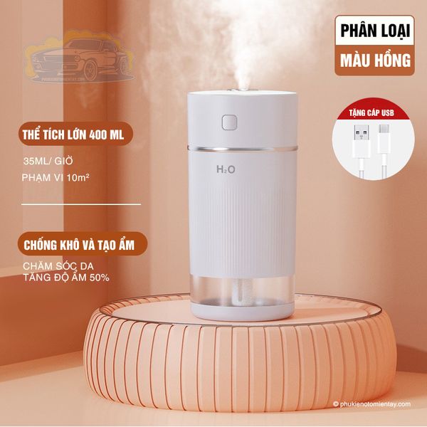 Máy Tạo Độ Ẩm, Xông Tinh Dầu, Khuếch Tán Hương Thơm, Khử Mùi Ô tô, Kèm Đèn Led RGB