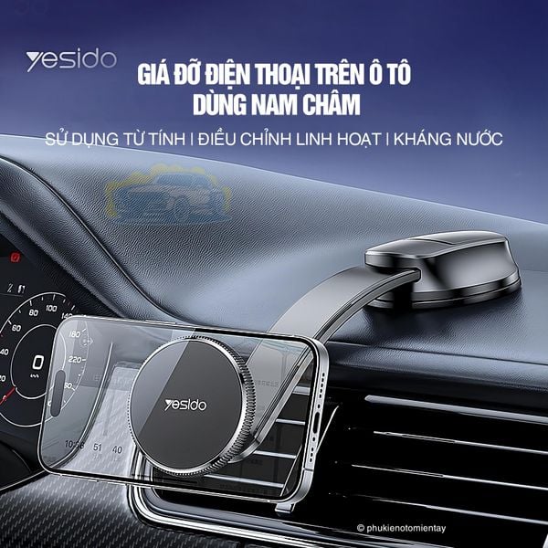 Giá Đỡ Điện Thoại Trên Ô tô Sử Dụng Nam Châm, Xoay 360 Nhiều Góc Độ, Đàn Hồi, Dễ Sử Dụng YESIDO