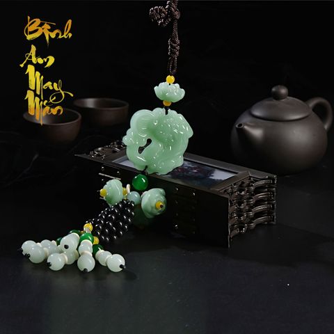 Dây treo trang trí ô tô mặt ngọc bằng pha lê tinh xảo, dây treo phong thủy, bình an may mắn, trang trí xe hơi