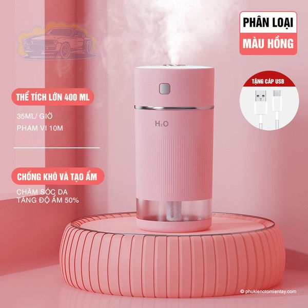 Máy Tạo Độ Ẩm, Xông Tinh Dầu, Khuếch Tán Hương Thơm, Khử Mùi Ô tô, Kèm Đèn Led RGB