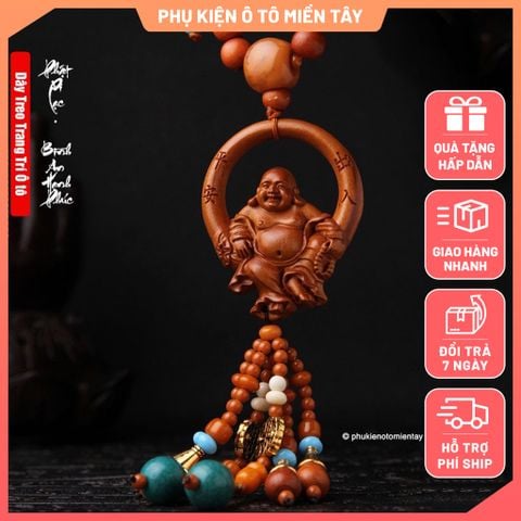 Dây Treo Trang Trí Ô tô Mặt Dây Chuyền Gỗ, Hình Phật Di Lạc, Khánh Treo Xe Hơi Ô tô Phong Thủy