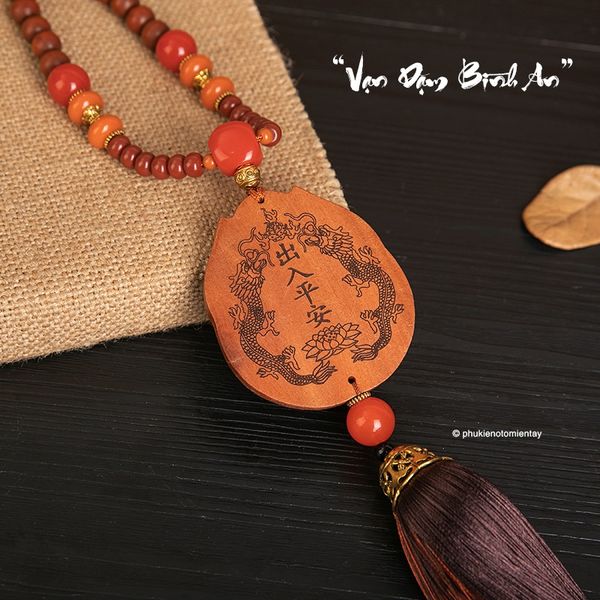 Dây Treo Trang Trí Ô tô Mặt Dây Chuyền Gỗ Bàn Tay, Hình Quan Âm Bồ Tát, Khánh Treo Xe Hơi Ô tô Phong Thủy