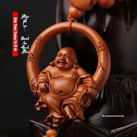 Dây Treo Trang Trí Ô tô Mặt Dây Chuyền Gỗ, Hình Phật Di Lạc, Khánh Treo Xe Hơi Ô tô Phong Thủy