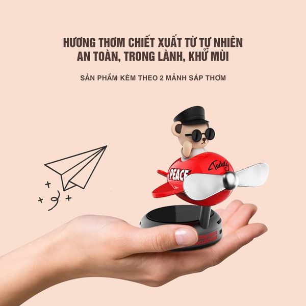 Sáp Thơm Ô Tô  Năng Lượng Mặt Trời Mô Hình Gấu Dễ Thương Trang Trí Xe Hơi Khuếch Tán Nước Hoa
