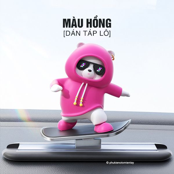 Trang Trí Ô tô Mô Hình Gấu Trượt Patin Dễ Thương, Chuyển Động Theo Quán Tính Trên Táp Lô Xe