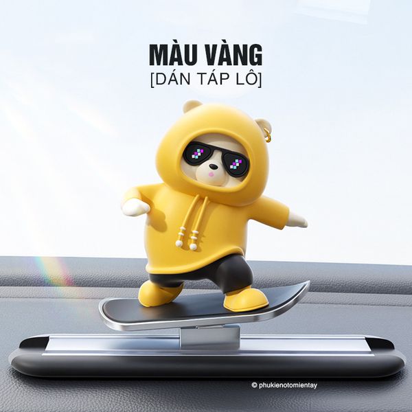 Trang Trí Ô tô Mô Hình Gấu Trượt Patin Dễ Thương, Chuyển Động Theo Quán Tính Trên Táp Lô Xe