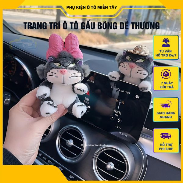 Trang Trí Ô tô Gấu Bông Hình Chú Mèo Dễ Thương Dán Màn Hình Điều Khiển hoặc Gương Chiếu Hậu Trang Trí Xe Hơi, Bàn Làm Việc