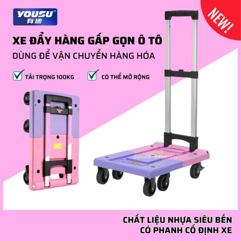 Xe Đẩy Hàng Gấp Gọn Trên Ô tô Đa Năng, Tiện Lợi Không Cần Lắp Đặt, Có Thể Mở Rộng, Xe Kéo Hàng Hóa, Xe Đẩy Di Động
