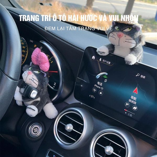 Trang Trí Ô tô Gấu Bông Hình Chú Mèo Dễ Thương Dán Màn Hình Điều Khiển hoặc Gương Chiếu Hậu Trang Trí Xe Hơi, Bàn Làm Việc