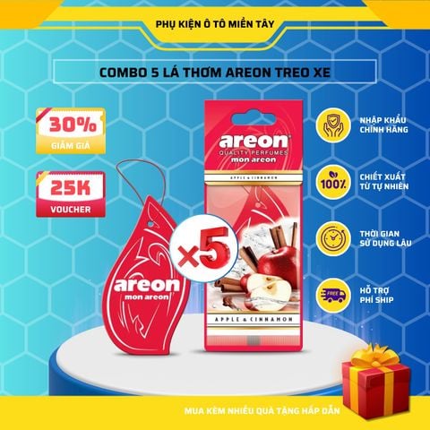 [COMBO 5 CÁI] Lá Thơm Treo Xe Ô Tô Areon Nhập Khẩu Chính Hãng Khử Mùi, Trang Trí Nội Thất Xe Hơi
