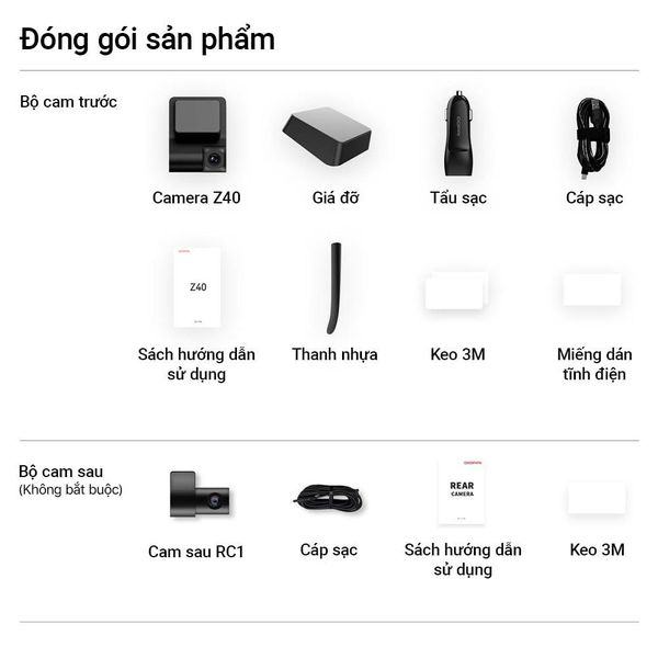 Camera Hành Trình Ô tô DDPAI Z40 Dual 1944P Ghi Hình Trước Sau Chính Hãng Bảo Hành 12 Tháng, Hỗ Trợ Thẻ Nhớ 128GB, Tính Năng Giám Sát Đỗ Xe 24 Giờ