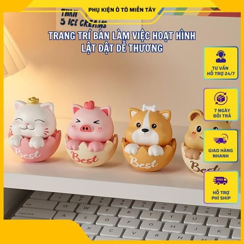 Trang Trí Bàn Làm Việc Hoạt Hình Con Lật Đật Dễ Thương Chuyển Động