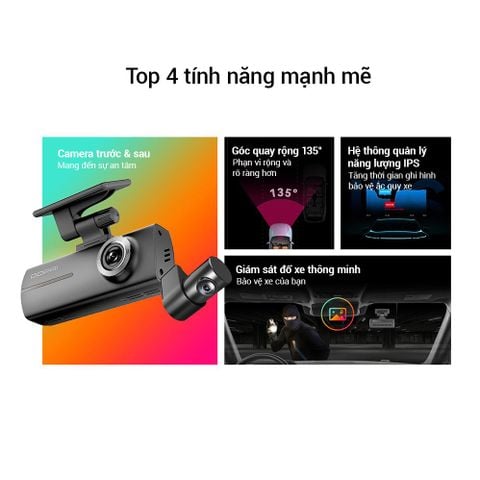 Camera Hành Trình Ô tô DDPAI N1 Dual 1296P Ghi Hình Trước Sau Chính Hãng Bảo Hành 12 Tháng, Hỗ Trợ Thẻ Nhớ 256GB, Tính Năng Giám Sát Đỗ Xe 24 Giờ