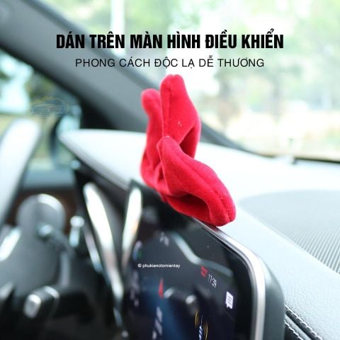 Trang Trí Ô tô Chiếc Nơ Dễ Thương Lắp Màn Hình Điều Khiển Bằng Nhung Kèm Keo Dán