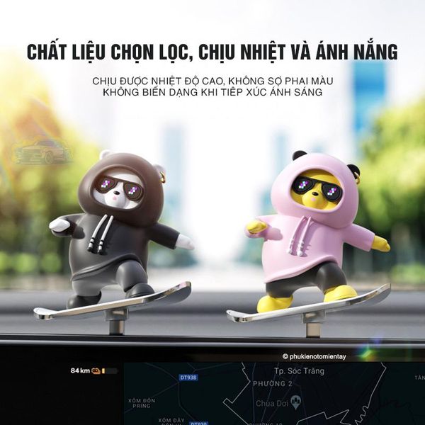 Trang Trí Ô tô Mô Hình Gấu Trượt Patin Dễ Thương, Chuyển Động Theo Quán Tính Trên Táp Lô Xe