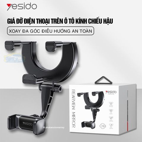 Kẹp Điện Thoại Trên Ô Tô, Gắn Gương Chiếu Hậu, Xoay 360 Độ, Điều Hướng Ngang Dọc YESIDO