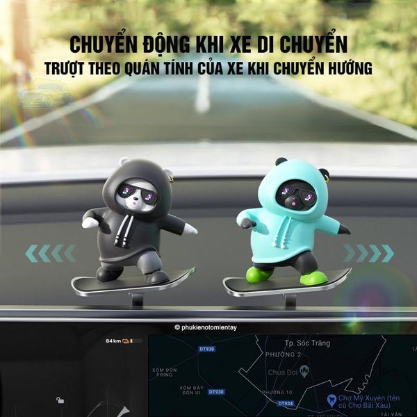 Trang Trí Ô tô Mô Hình Gấu Trượt Patin Dễ Thương, Chuyển Động Theo Quán Tính Trên Táp Lô Xe