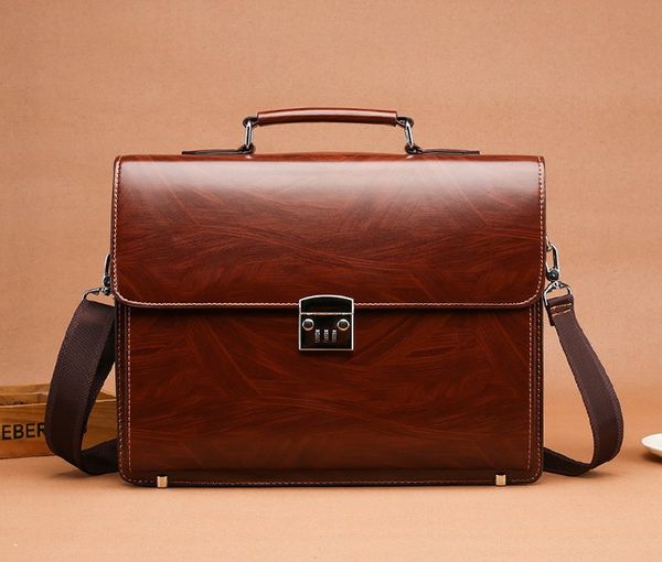  Cặp da khóa số công sở AS9618 đựng tài liệu laptop màu nâu. 