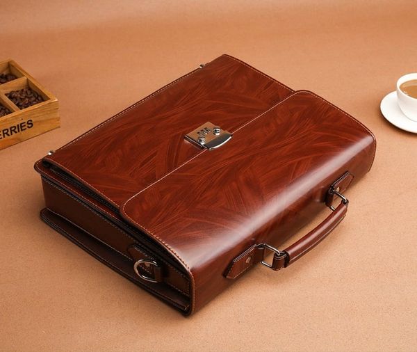  Cặp da khóa số công sở AS9618 đựng tài liệu laptop màu nâu. 