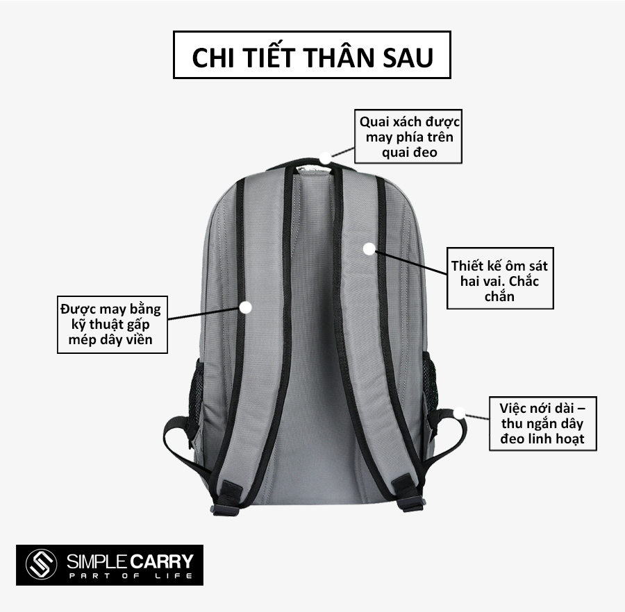  Balo du lịch simplecarry B2B17 siêu nhẹ, sêu bền 
