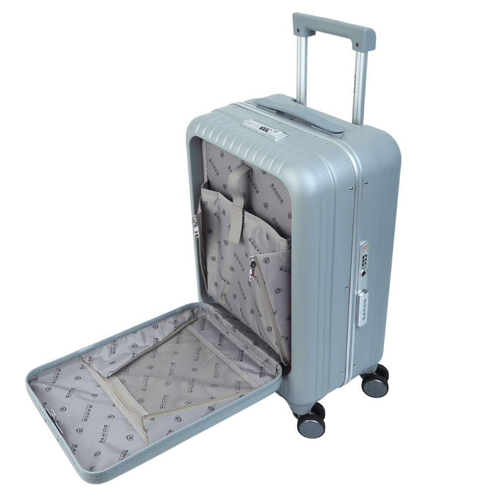  Vali kéo nhựa cứng PC Sakos Mastery size 20 inch màu xám 