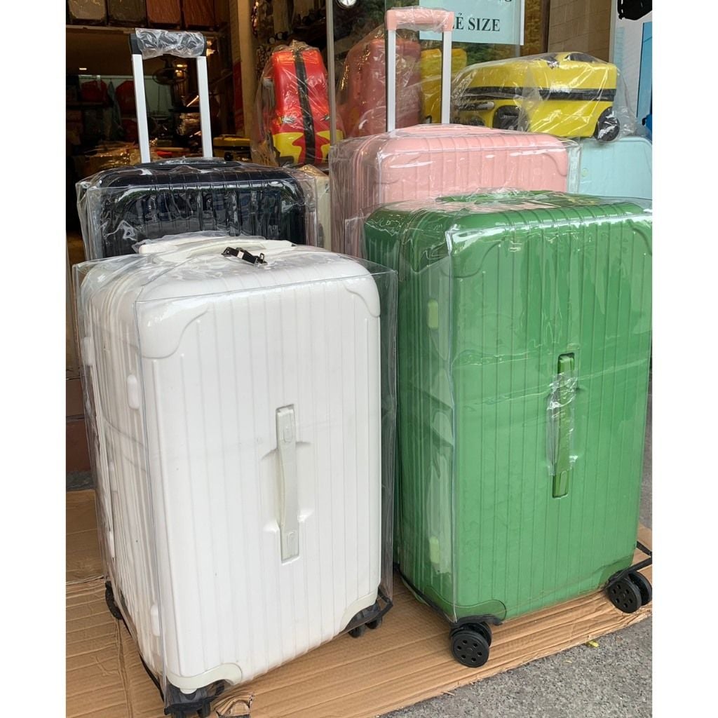  Vỏ bọc nhưa trong suốt bảo vệ vali chống trầy xước cho dáng hình trụ size 28 32 34 inch 