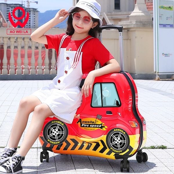  Vali oto B.Duck cho bé size 24 inch màu đỏ 