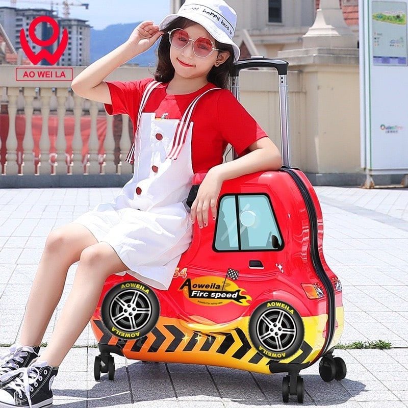  Vali oto B.Duck cho bé size 24 inch màu đỏ 