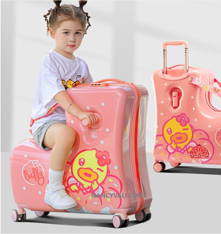  Vali vịt B.duck size 20 inch chính hãng, màu hồng 