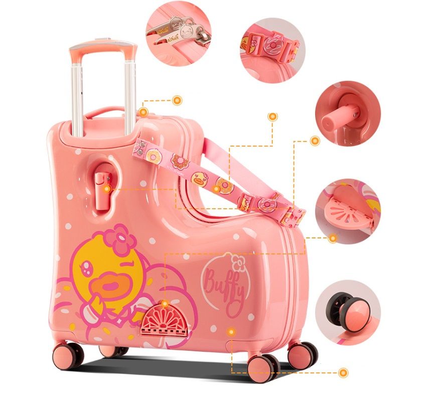  Vali vịt B.duck size 20 inch chính hãng, màu hồng 