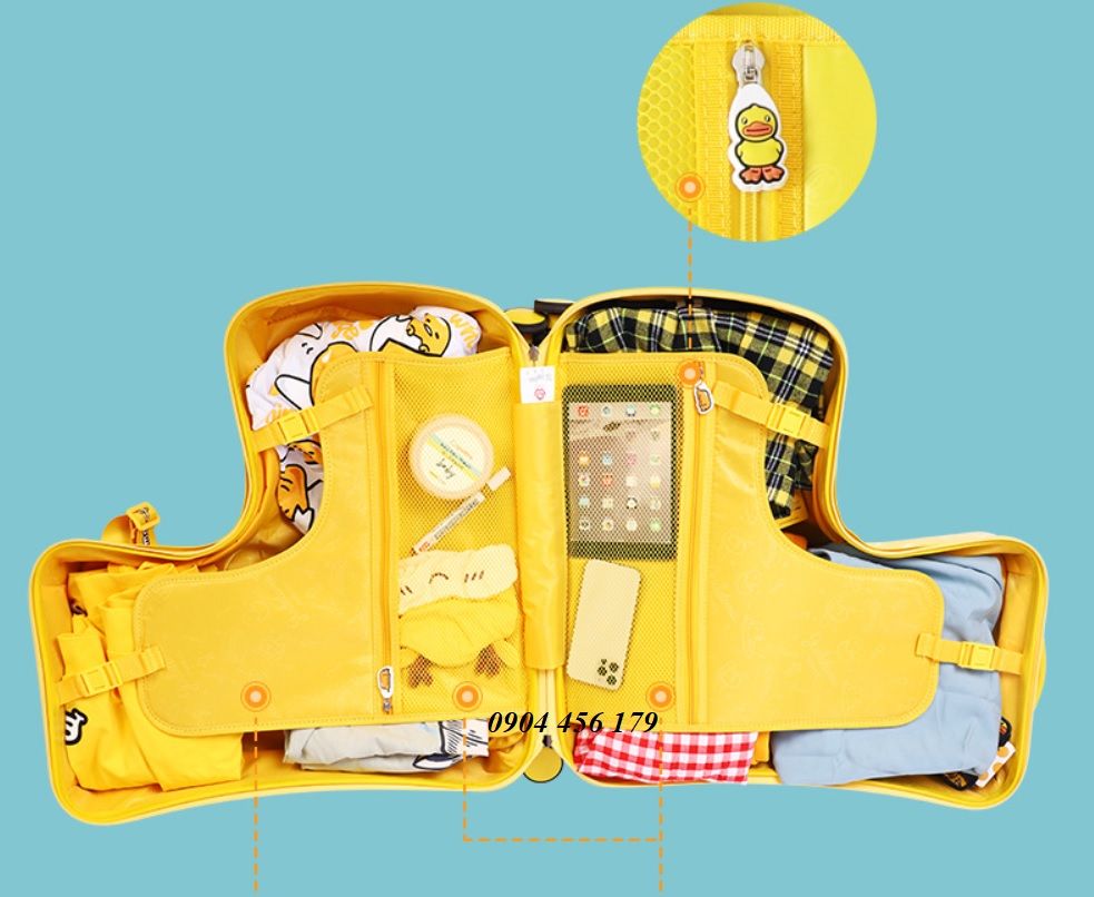  Vali vịt B.duck size 24 inch chính hãng, màu vàng Playful 