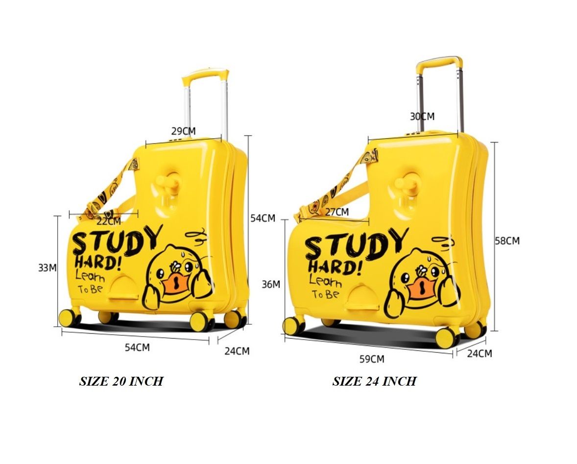  Vali vịt B.duck Study size 24 inch chính hãng, màu vàng. 