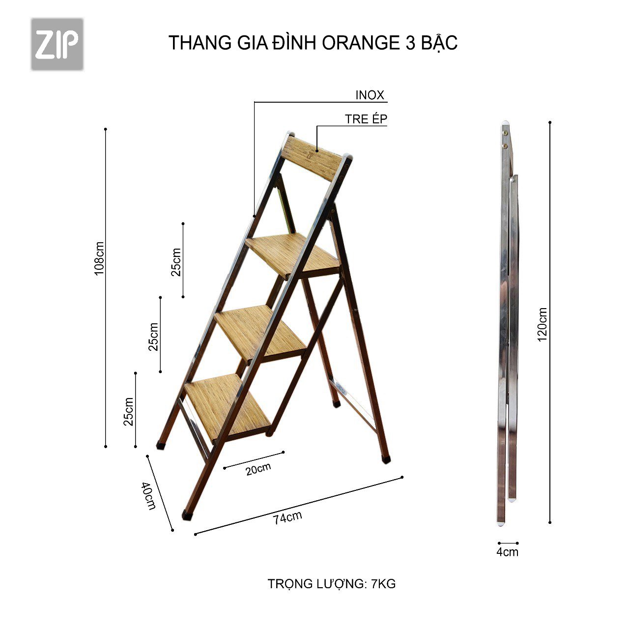 Thang gấp Orange 3 bậc