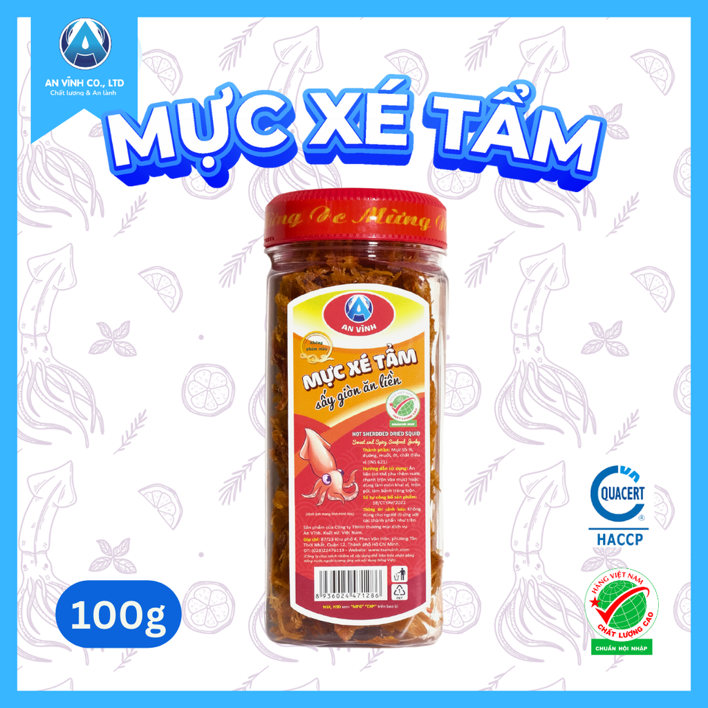 MỰC XÉ TẨM SẤY GIÒN ĂN LIỀN 100 g
